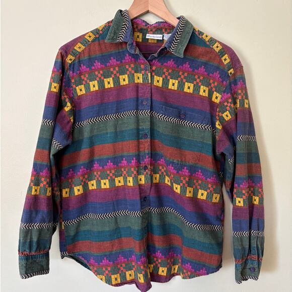 Vintage Backroad Blues Cotton Button Down Size Large - Picture 1 of 6
